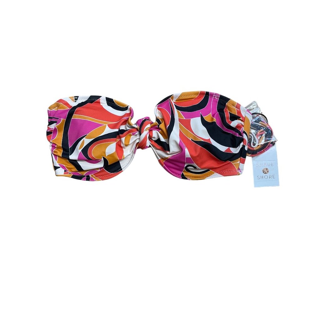 SHADE & SHORE BIKINI TOP ABSTRACT PRINT MULTICOLOR UNDERWIRE SWIM SUIT NWT